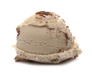 Nougat ice cream ball isolated on white background