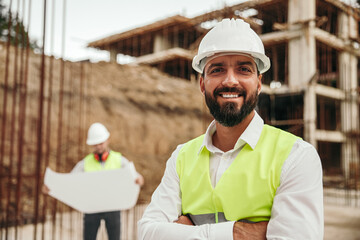 Positive builder on construction site