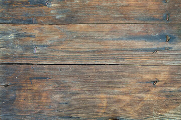 Naklejka premium Wood texture background, view of wall made with vintage wooden rough planks with cracks.