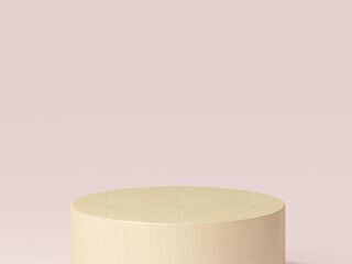 wood podiums for showing product with pink background.3d rendering