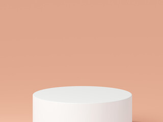 white podiums for showing product with brown background.3d rendering