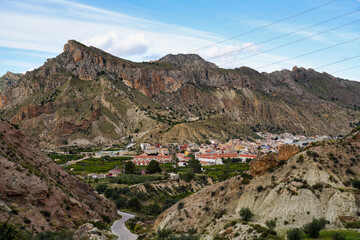 Landscape view of Villanueva del Rio Segura in Valley of Ricote, Murcia Spain