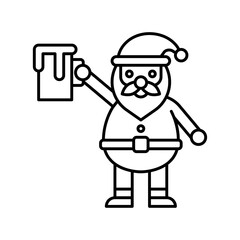 jug in santa, hands related, to merry christmas vectors, in lineal style,