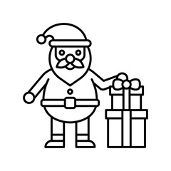 santa clause, and gift boxes, vectors in lineal style,