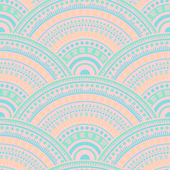 Ethnic circle shapes seamless geometric pattern. © SunwArt
