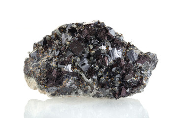macro stone mineral Quartz Sphalerite Galena pyrite on a white background