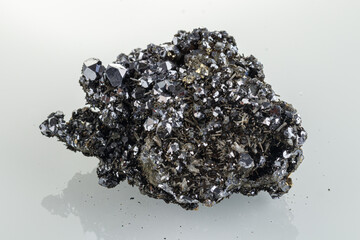 macro stone mineral Quartz Sphalerite Galena pyrite on a white background