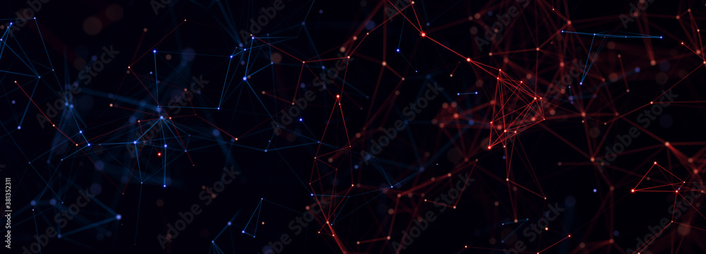 Poster Digital technology background. Network connection dots and lines. Futuristic background for presentation design. 3d