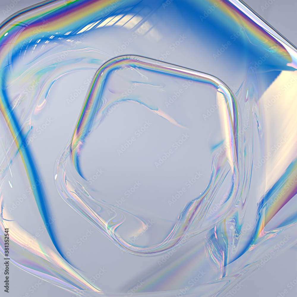 Fototapete abstract fluid liquid shapes, holographic spectral gradient texture, modern colorful art background 