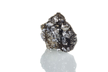 macro stone mineral Galena  on a white background