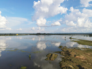 River with clouds in the sky, beautiful view at Khunhan Sisaket Thailand.