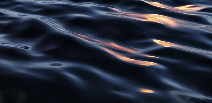 Sun Glare on the Dark Water Surface. 3D illustration