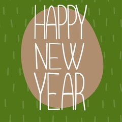 Greeting card for the New Year holidays. Vector lettering illustration in cute cartoon light style for print and decoration.
