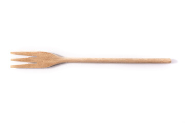 Wooden fork isolated on white background 