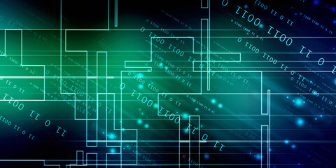 2d illustration Abstract futuristic electronic circuit technology background