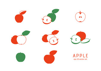 Apple vector icons set on white background.