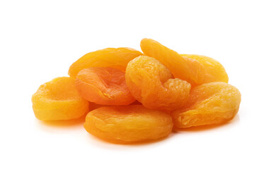 Dried apricots on a white background