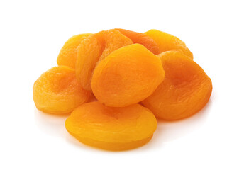 Dried apricots on a white background