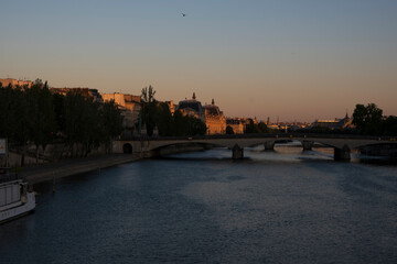 morning in pont des arts in paris 