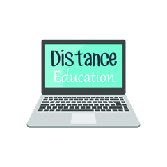 Online education and distance learning at home . The concept of online learning. Online education with a laptop and students. Distance learning. Vector illustrations.