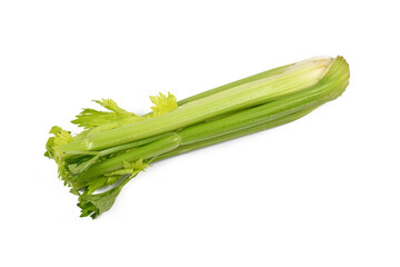 Bunch of raw celery vegetable isolated on white background