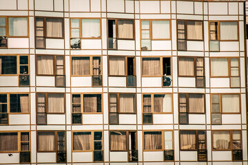 View of the facade of a modern building in the streets of Tel Aviv in Israel