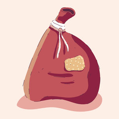 Santa Claus sack vector cartoon illustration isolated on background.