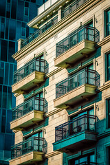 Obraz premium View of the facade of a modern building in the streets of Tel Aviv in Israel