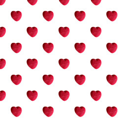 pattern made with red heart on white background