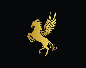 Pegasus Vector Logo Template, Flying Horse Logo Design