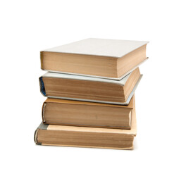 stack of Old books isolated on white