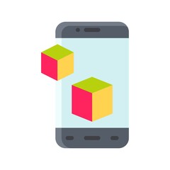 application icons set related mobile phone screen with graphic cubes and buttons vectors in flat style,