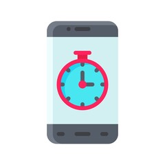 application icons set related mobile phone screen with timer or clock and buttons vectors in flat style,