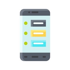 application icons set related mobile phone screen with notifications and buttons vectors in flat style,