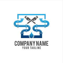 Plumbing Service Logo Template Design Vector, Emblem, Design Concept, Creative Symbol, Icon