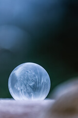 Frozen soap bubble