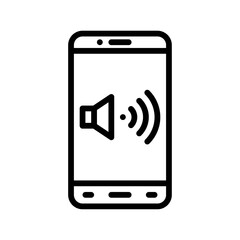 application icons set related mobile phone screen with speaker sign and buttons vectors in lineal style,