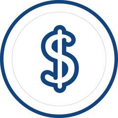 Blue dollar icon isolated on white background. Money icon in a blue circle, coin. Vector illustration. Flat infographics..