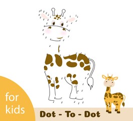 Connect dots Worksheet for education giraffe vector illustration.
