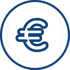 Blue euro icon isolated on white background. Money icon in a blue circle, coin. Vector illustration. Flat infographics..
