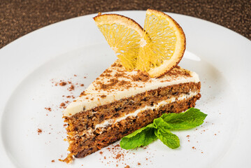 carrot cake with orange and mint