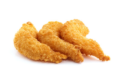 Fried shrimps isolated on white