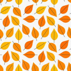 Autumn leaves orange seamless pattern.