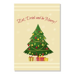 Naklejka na ściany i meble Merry Christmas greeting card. Colorful composition for seasonal celebration.