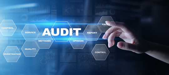 Audit - official financial examination for business as concept on virtual screen.