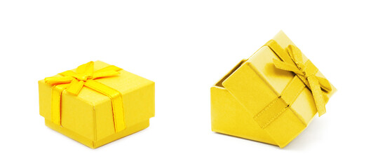 Isolated image of yellow gift boxes on a white background