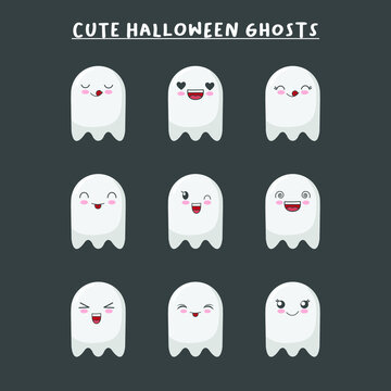 set of Cute Halloween ghost