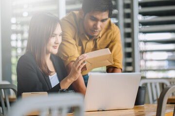 Young creative business people brainstorming ideas in office.Teamwork, planning, creative process
