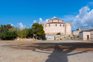 citadelle of Saint-Florent in Corsica under blue sky