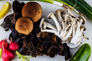 fresh vegetables on white kitchen table